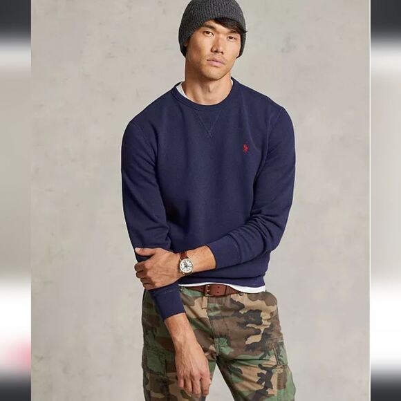 New Ralph Lauren Fleece Crewneck Mens Classic Sweatshirt Navy Size XXL 2XL - Picture 1 of 12